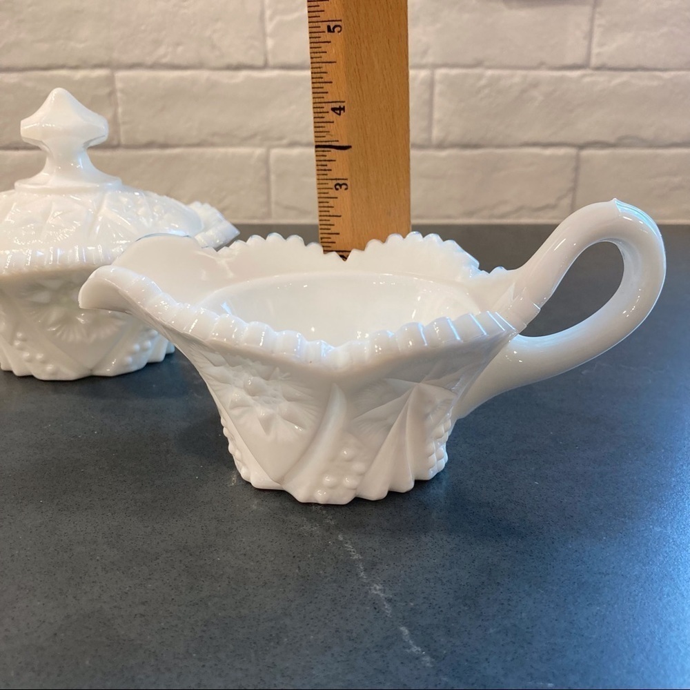 Vintage Kemple milk glass set sugar creamer cut glass set - Picture 12 of 14